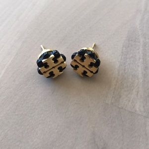 Tory Burch God and Navy Blue Studs